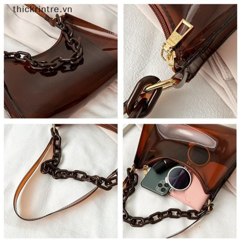 THI Na Moda Transparente Geléia Bolsa De Ombro Feminina À Prova Dwaterproof Água Mensageiro Grande Claro Para Viagens Fé