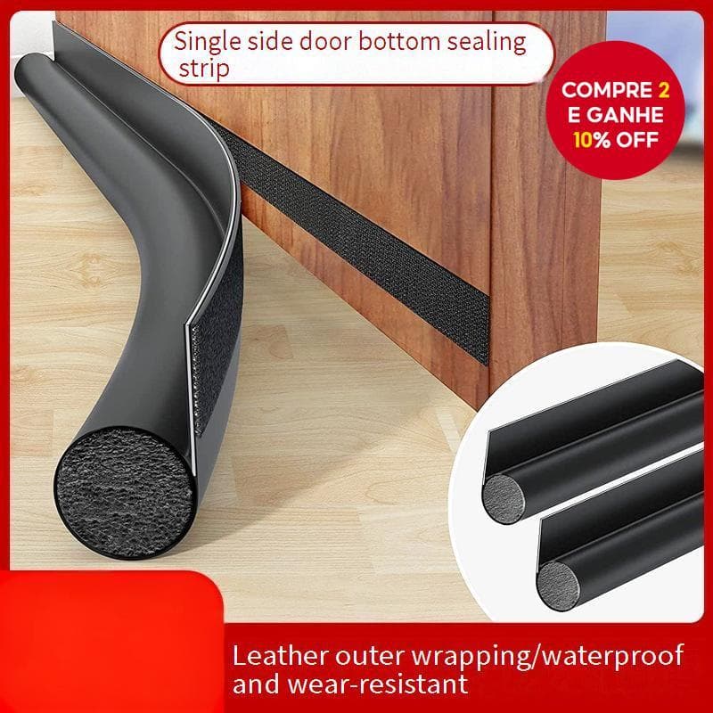 Tiras De Vedação De Porta De Velcro De Couro Preto-Proteção De Calor De 3 Seções , À Prova De Vento Som E Insetos