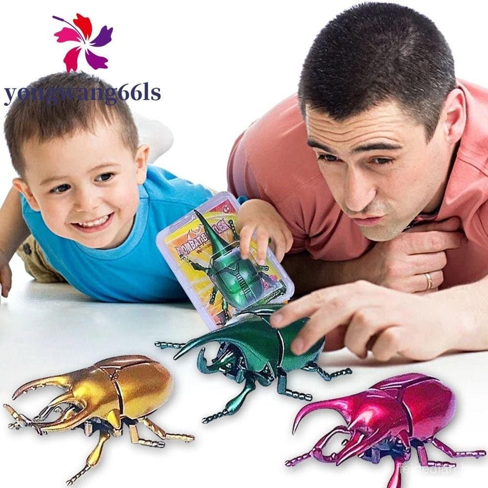 YONGWANG Brinquedos De Besouro De Corda , Cimento Plástico Dourado/Verde , Figuras De Insetos Realistas De Desenhos Anim