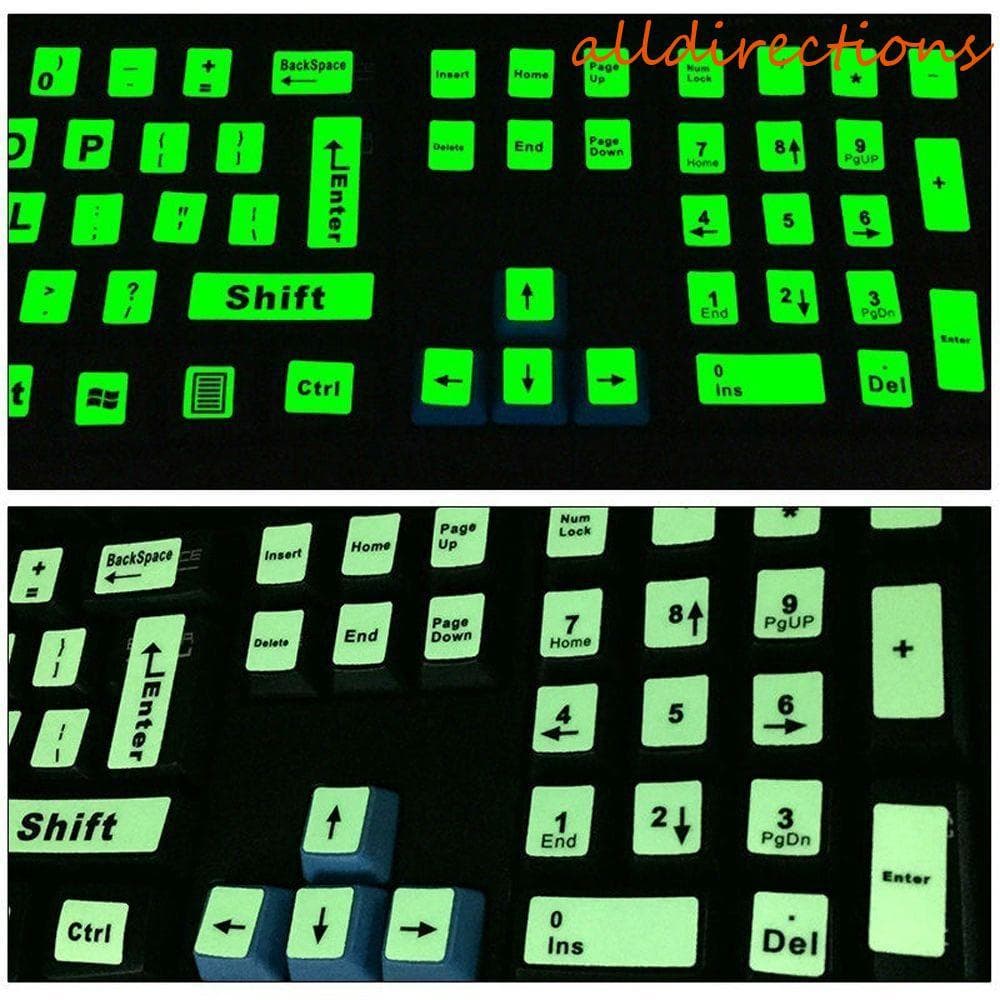 ALLDIRECTIONS Capa Fluorescente Para Teclado Padrão Luminoso Inglês Geral Adesivo De Letras Grandes