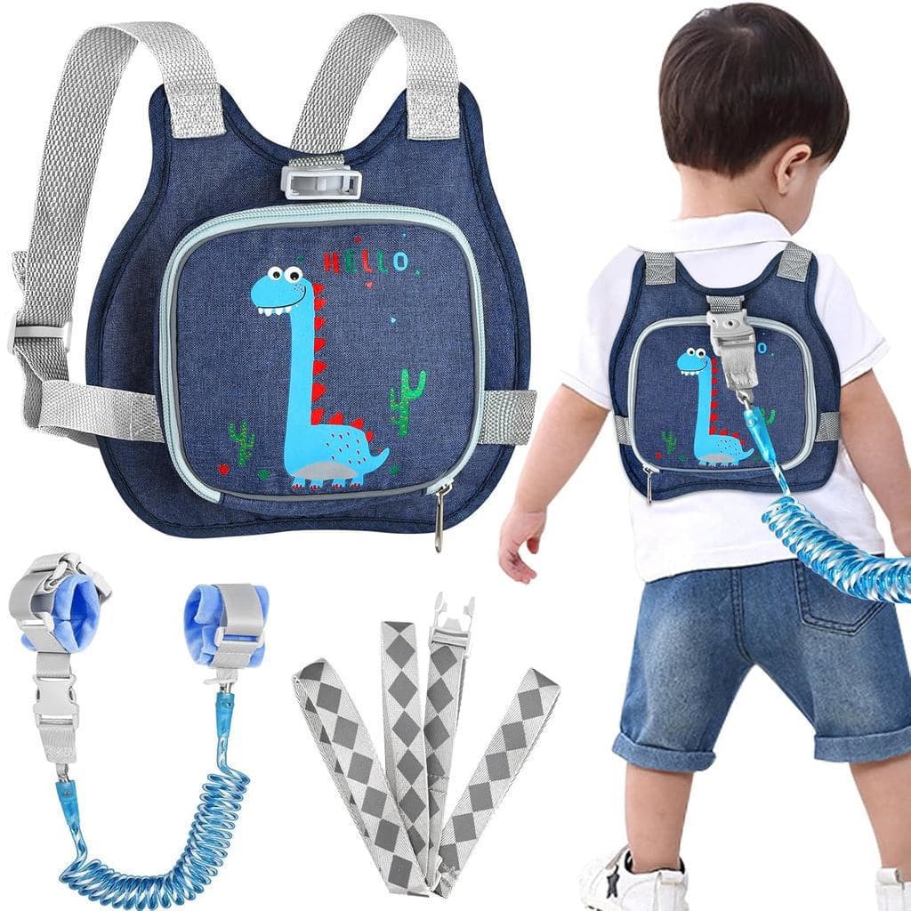 Arnês para Crianças Pequenas com Guia + Pulseira Anti-Perda, Arnês Infantil com Guia em Forma de Dinossauro Fofo da Accm