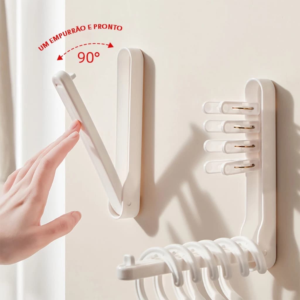 Cabideiro Portátil, Sem Furo, Dobrável para Viagem - Suporta Múltiplos Cabides, Organizador de Roupas