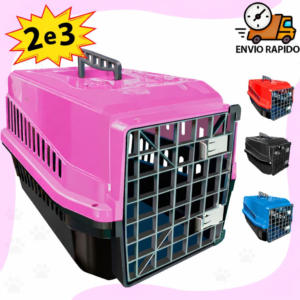 Caixa de Transporte N2 ou 3 Cachorro Gato Coelho Caixa de Transporte Pet 2 Travas 1 Alça