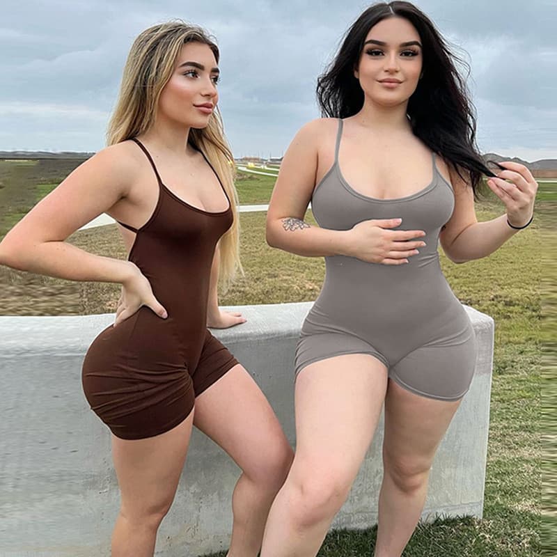 Moda Sexy Slim-fit Halter Plissado Sling Macacão