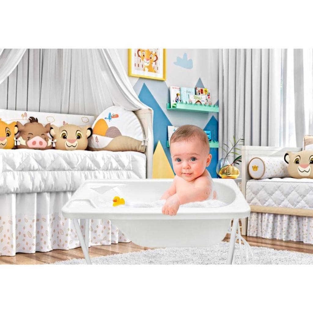 Banheira para Bebe Para criança Com Suporte Dobrável 34l Bebê Infantil Branca Resistente Barato