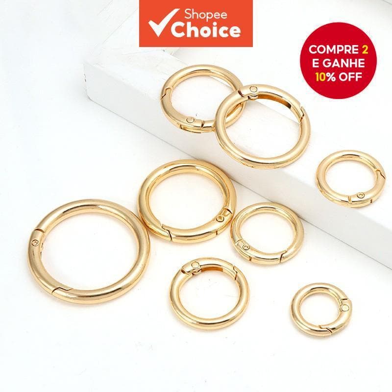  Chaveiro de Mola, Anel Circular de Abertura Prata Brilhante, Fivela de Bagagem