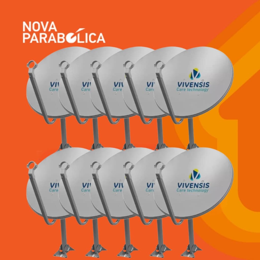 KIT NOVA ANTENA PARABÓLICA VIVENSIS BANDA KU COM 10 UNIDADES