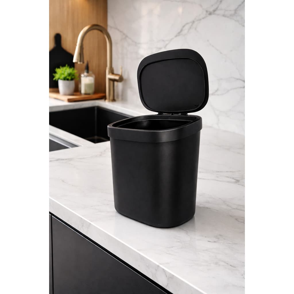 Lixeira cozinha para Pia 3,5L Com Tampa em 90 graus Preta