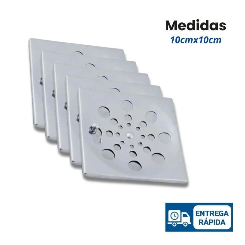 Ralo Grelha 10x10 cm Abre e Fecha em Aço Inox – 1 a 5 Unidades – Sem Caixilho