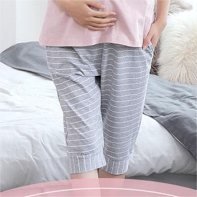 Verão barriga elevador ajustável mulheres grávidas calças de pijama solto cortado casa Shorts calças estilo fino puro al