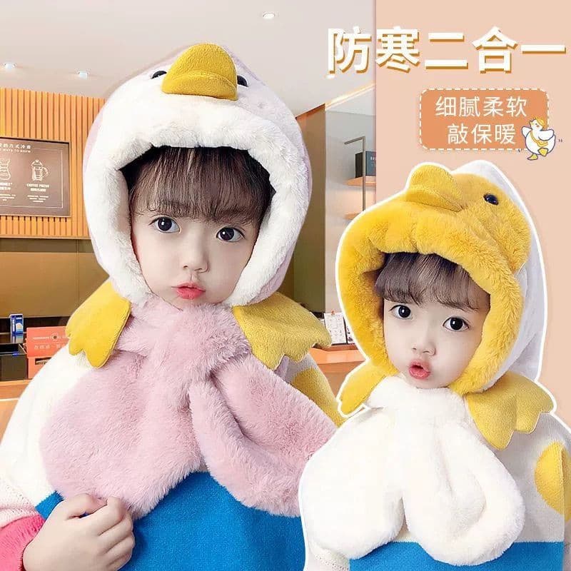 Chapéu infantil de pato pequeno outono inverno novo estilo cachecol um bebê indo para a escola carro quente proteção de 
