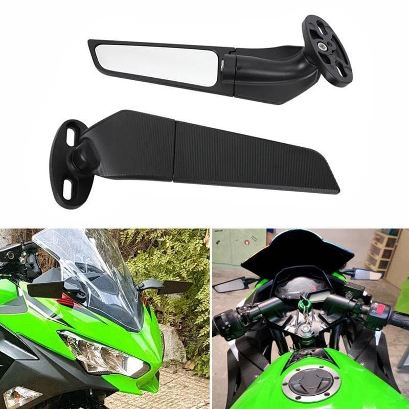 Espelhos Modificados Para Motocicleta , Kawasaki Ninja 250 300 400 650 H2 H4 , Ajustável , Rotativo , Asa Giratória , Es