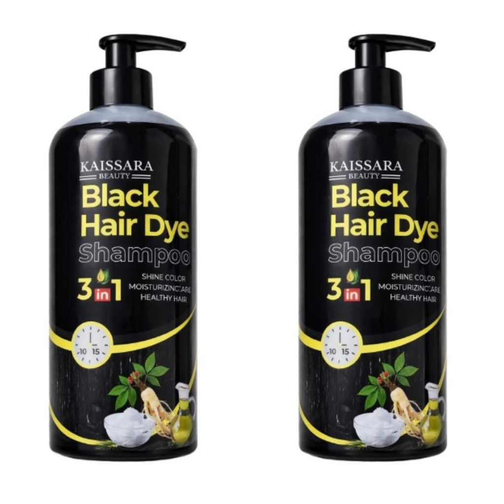 KIT 2 Shampoo de tintura de cabelo 3 em 1- 500ML COR  PRETO