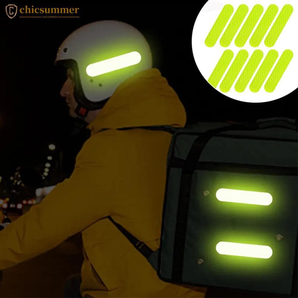 CHICSUMMER 10 Peças Adesivos Refletivos De Aviso Para Capacete De Motocicleta Segurança Noturna Acessórios De Direção De