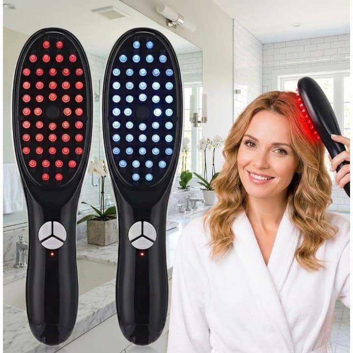 Escova Massageadora Capilar 4 em 1 com Laser ,Tratamento Profissional para Cabelos