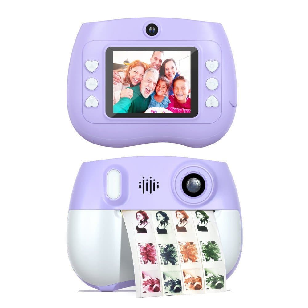 Câmera Infantil Multifuncional Roxa Câmera Polaroid Impressão de Selfie Câmera Pequena Portátil 9OEZ