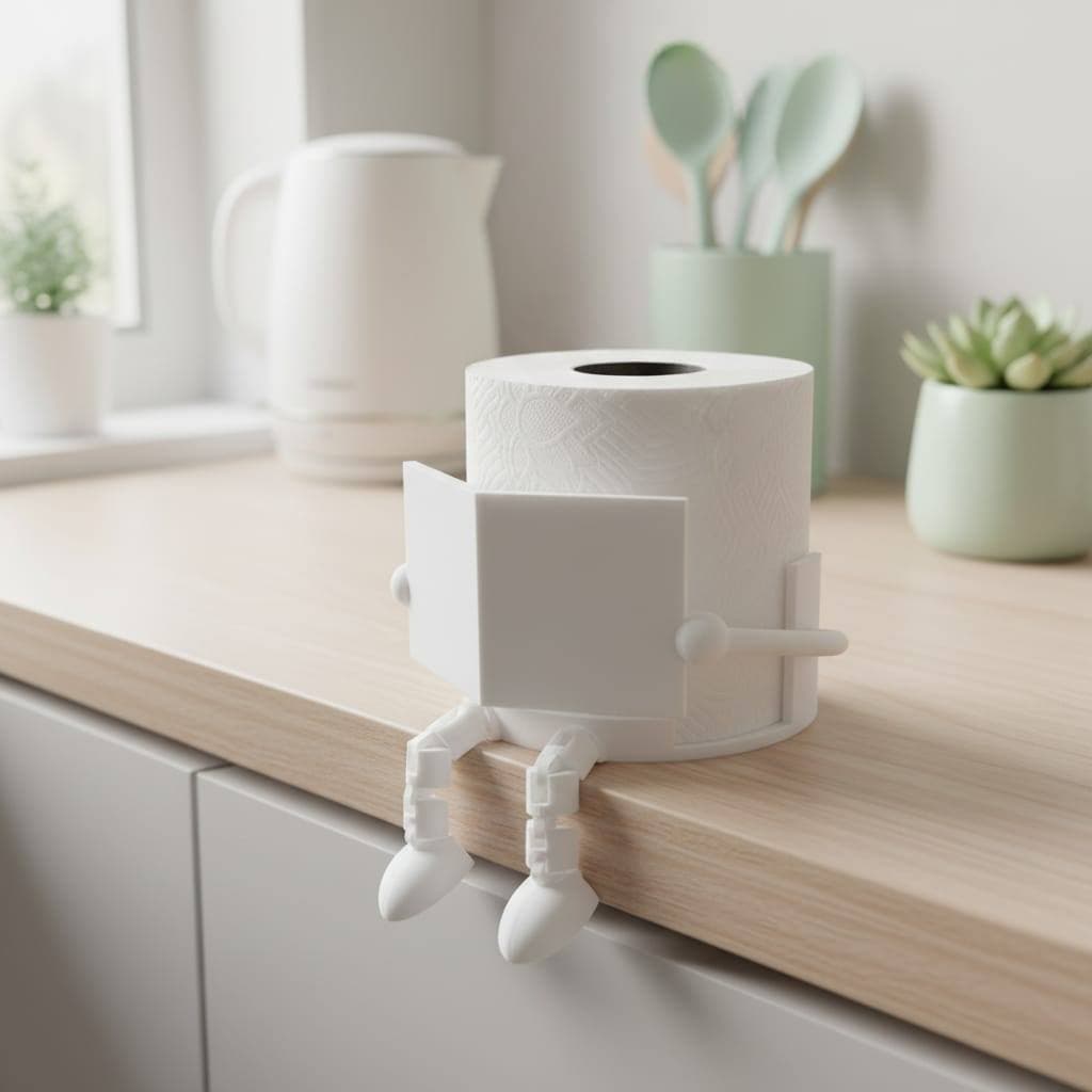 Suporte Porta Papel Higiênico Lendo Livro Com Pernas Articuladas Decorativo Moderno