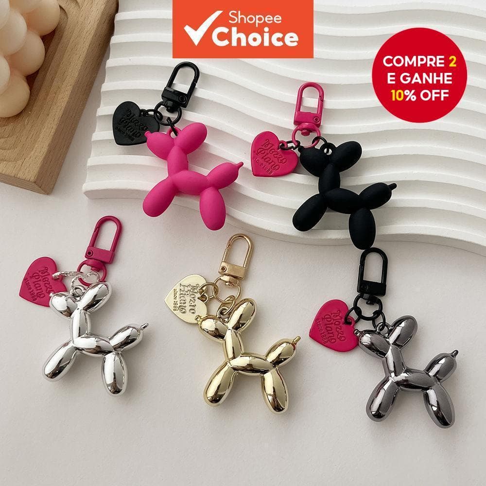 1 peça ins estilo amor balão cão chaveiro crianças casal chaveiro DIY saco pingente escuro legal feminino pingente