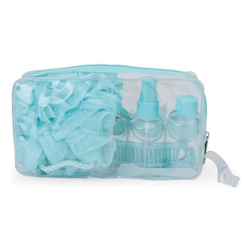 Kit Viagem 10 Pçs Organizador Mala Frasco E Esponja De Banho Rosa