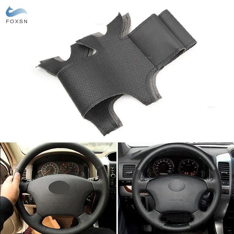 Para Toyota Land Cruiser Prado 120 04-09 03-07 Tacoma 05-11 Hilux 09 Capa De Volante Do Carro Guarnição De Couro Preto