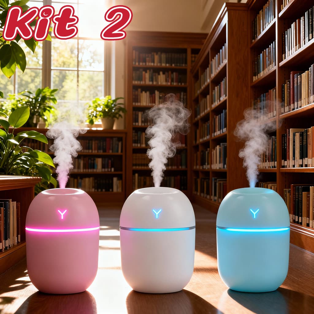 Kit 2 Umidificador Difusor Aromaterapia Egg com LED 200ml Purificador de Ar Ambiente