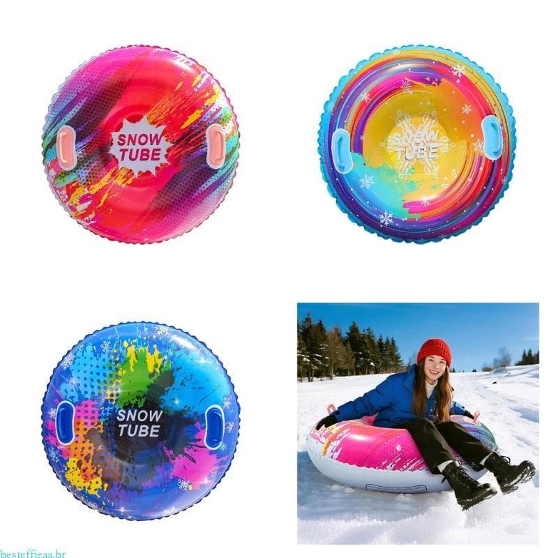 besteffie Tubo Neve Inflável Dobrável, Trenó Alças, PVC Grosso Inverno, Esportes Ar