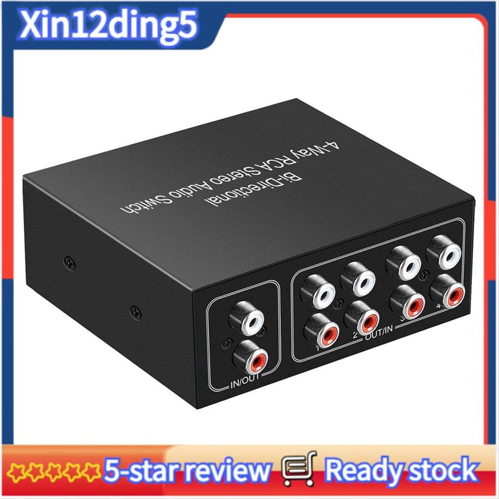 1 Pçs 4 Portas Bidirecional Caixa De Switcher De Áudio Interruptor Rotativo Plug Play Divisor Metal Preto Para TV Game C