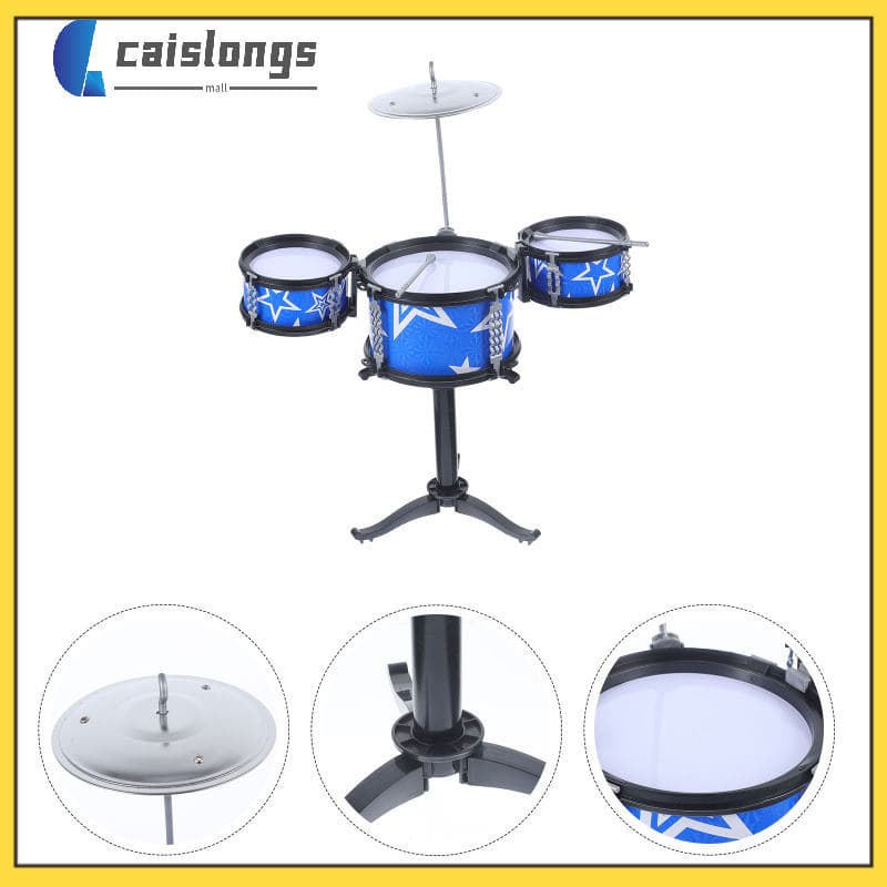 🎸 1Conjunto Simulador De Bateria Infantil Educativo Em Azul Para Brincadeira Divertida E Desenvolvimento Sensorial
