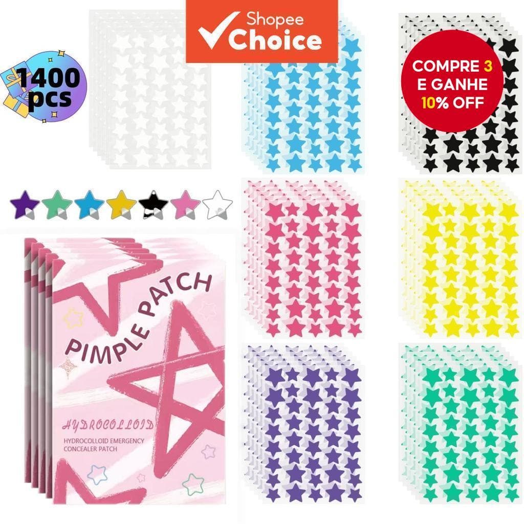  1400 unidades de adesivos em forma de estrela para espinhas - Invisível, ultrafino e respirável, adequado para uso