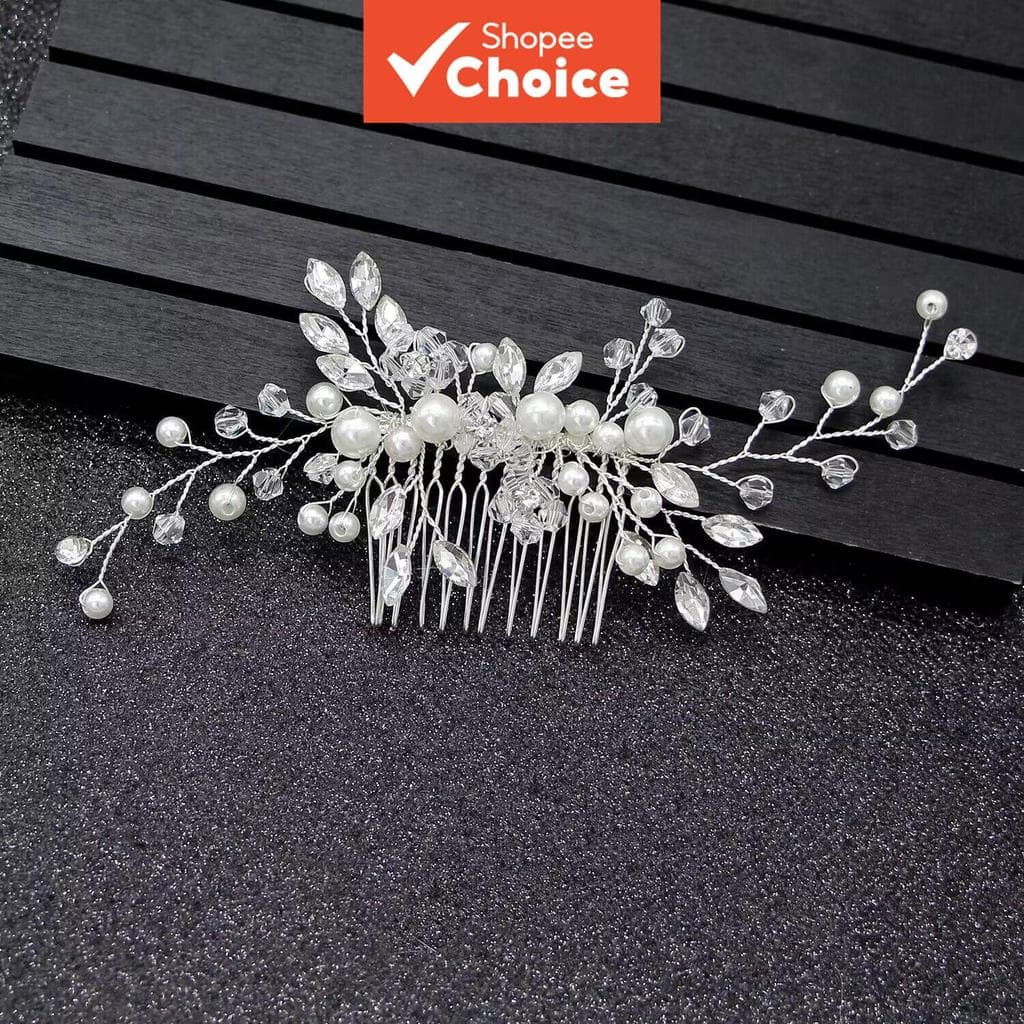 Pente De Cabelo De Noiva De Cristal Pérola Acessório De Véu De Casamento De Luxo