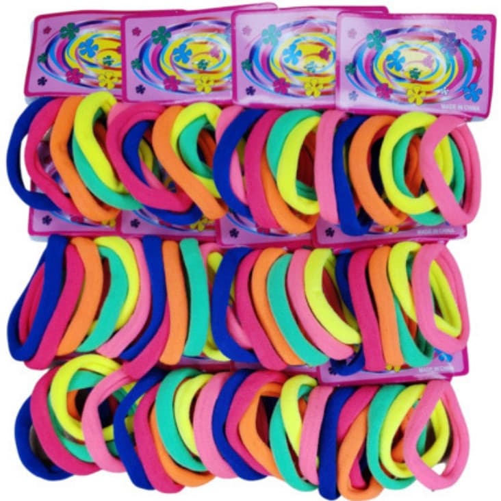 Kit 72 Elásticos de Cabelo Colorido/Xuxinha/Rabicó/Meia/Feminino/Infantil