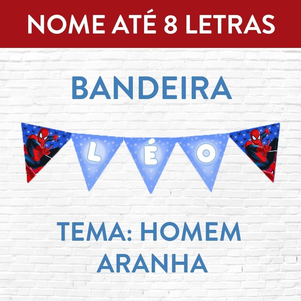 Bandeirola Decorativa – Ideal para Festas Homem Aranha com Nome até 8 letras