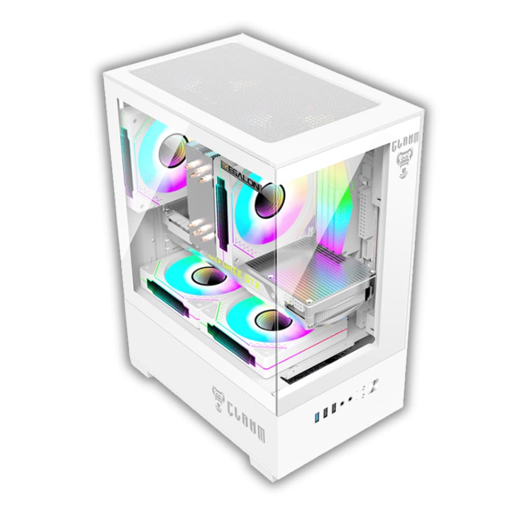 Gabinete Gamer Snow Megalon + Fan Branca + Controladora Clanm