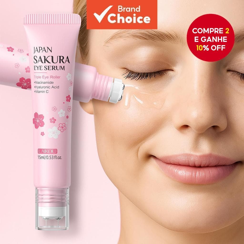 LAIKOU Japão Sakura Eye Serum Remove Bag Essência Fad e Rugas Anti-Inchaço 15ml