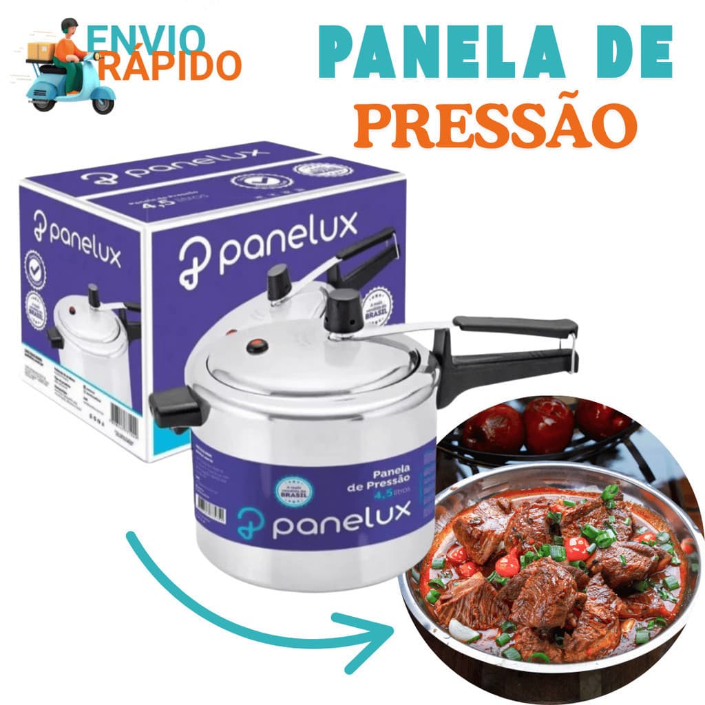 Panela De Pressão 4,5 Litros Alumínio Polido Panelux Classic