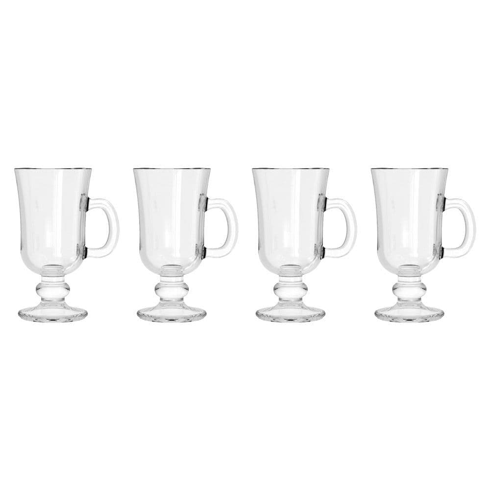 Conjunto de Canecas com 4 Peças em Vidro Cappuccino Creme CV244727 Cazza