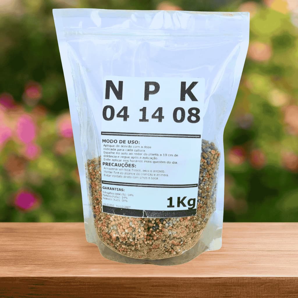 ADUBO FERTILIZANTE NPK 04-14-08 FLORAÇÃO RAÍZES FORTES 1KGSP