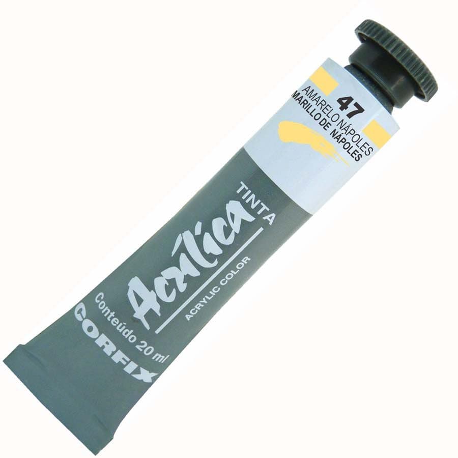 Tinta Acrílica 20ml Corfix Tons Amarelo, Vermelho, Violeta