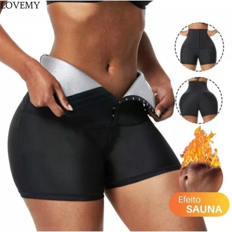 Cinta Short Modeladora Sauna Cinta Redutora De Medidas Exercícios Sweat Shaper
