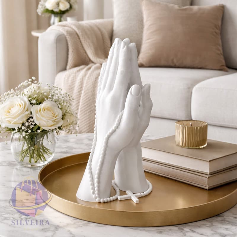Escultura de Mãos Rezando e Orando - Decoração Religiosa