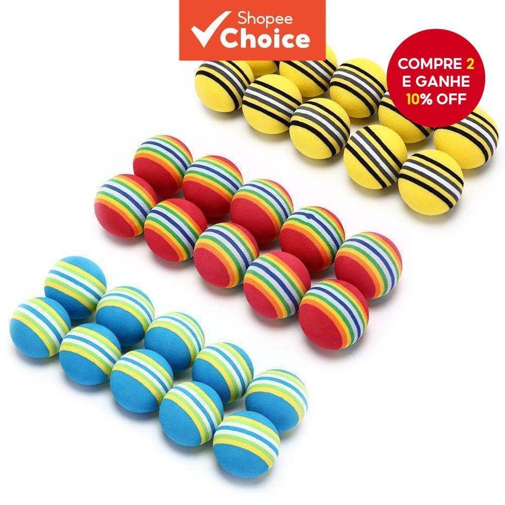  Pacote com 10 Bolas de Espuma com Listras Arco-Íris para Prática de Golfe, Auxílios de Treinamento, Brinquedos para