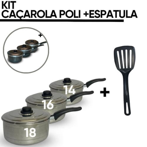 Kit Panelas de Alumínio Polido Caçarolas Nº 14 16 18