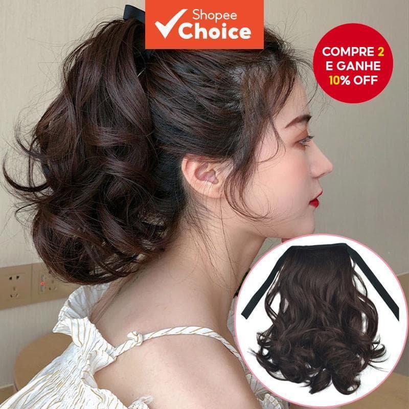 Peruca De Rabo De Cavalo Curto Encaracolado De 28 Cm-Ondulada Com Cordão Resistente Ao Calor Para Mulheres