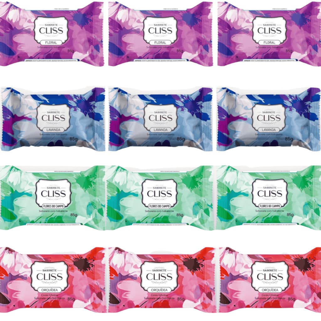 Sabonete Cliss em Barra Com Hidratante 85g - Kit com 12 Unidades