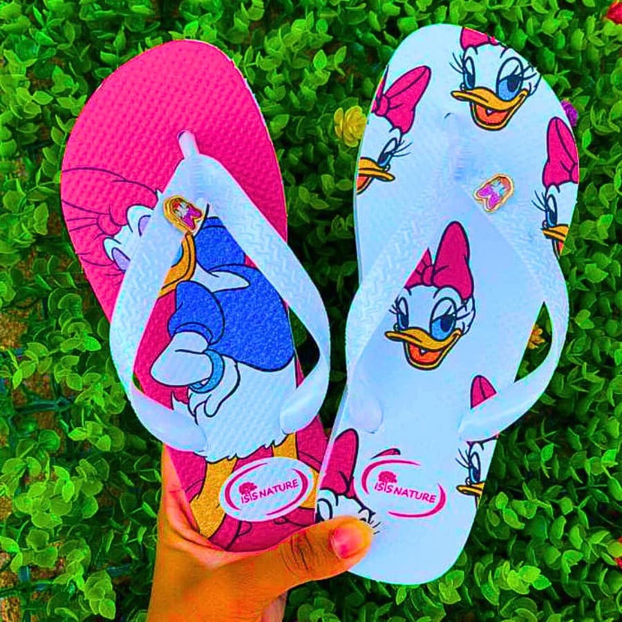 Chinelo Feminino de Dedo Preto e Branco Rosa 34 ao 40