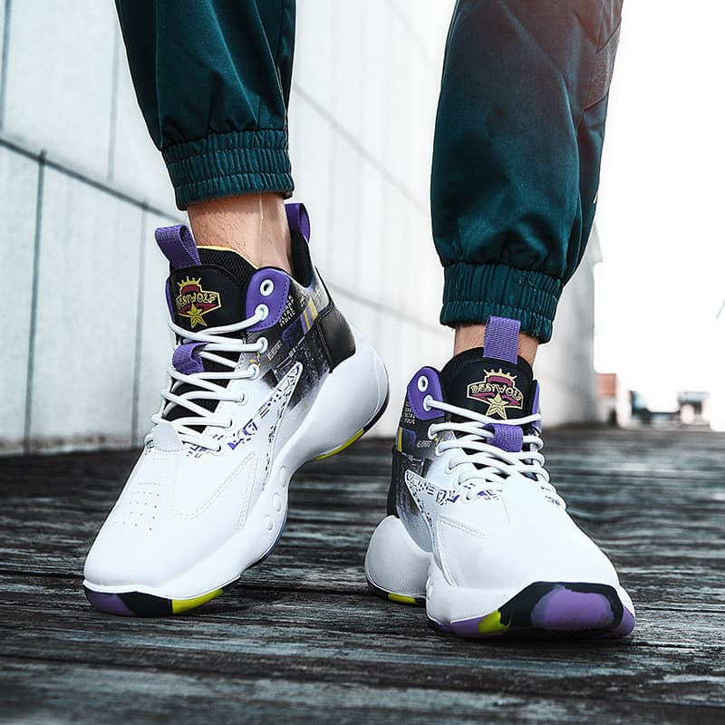 Cross-Border venda quente tênis de basquete de alta qualidade masculino 2025 novo estilo de sola grossa aumentando estud