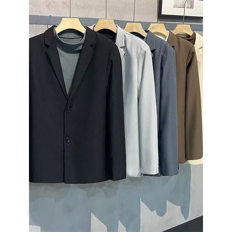 Primavera outono luz estilo maduro Drape terno masculino versão coreana Street Wear Casual fino-ajuste jaqueta meninos p