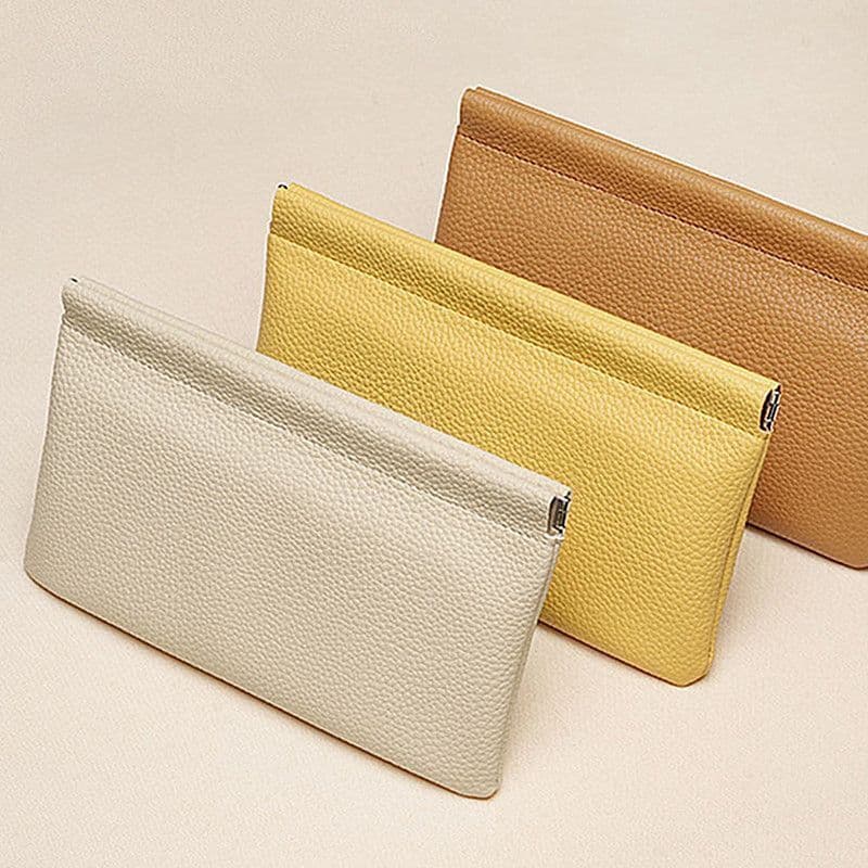 Bolsa de armazenamento com fechamento automático, carteira para dinheiro, bolsa de mão simples, carteira longa de negóci