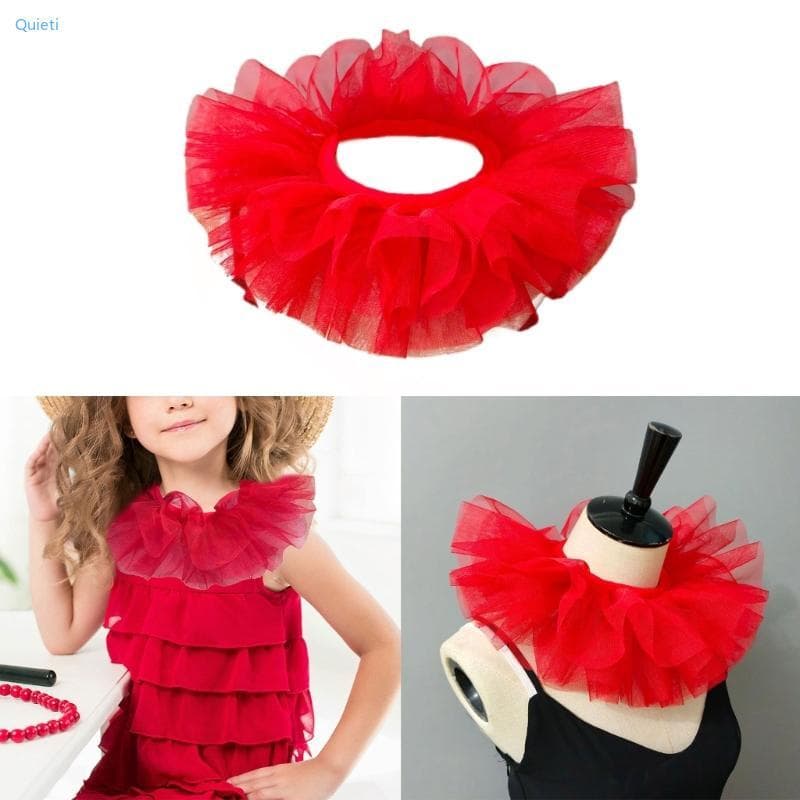 Quieti Criança Meninas Retro 3 Camadas Tule Destacável Ruff Para Festas À Fantasia