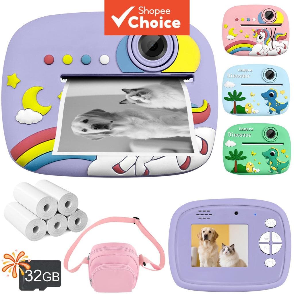 Câmera De Impressão Instantânea Infantil Brinquedo 1080P HD Vídeo Digital Para Crianças Presente De Aniversário Meninas